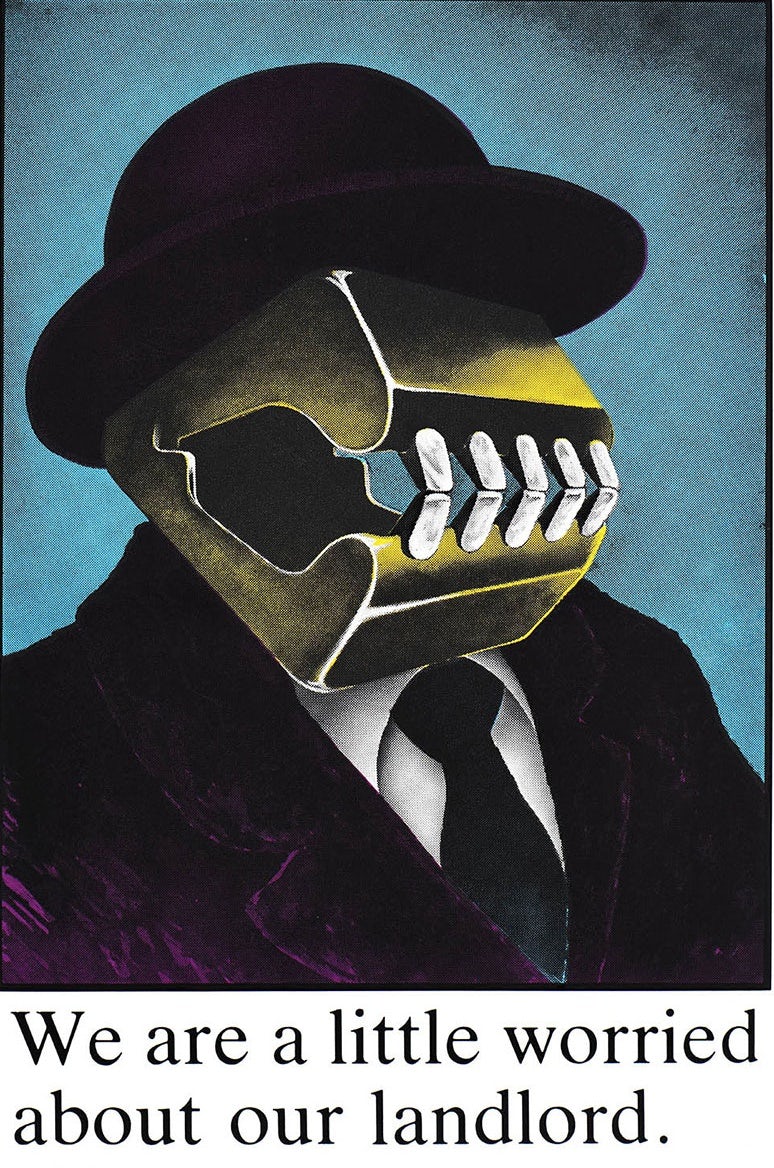 Landlord poster, The Right to Protest Exhibition, produced by various collectives from the archives of the London Print Studios and Red Shoes Archive